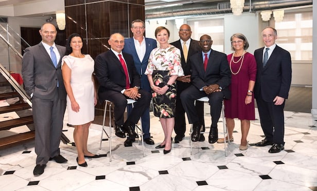 From left to right, Alex Bernstein, Helena Durst, Daniel Tishman, Bill Rudin, Diane Ramirez, John Banks, Bernard Warren, Carol Kellerman and Ira Fishman. Photo Credit: David Chen Photography