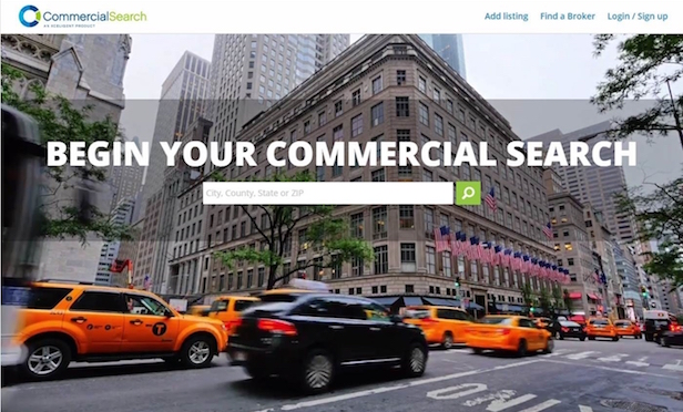 The CommercialSearch.com landing page