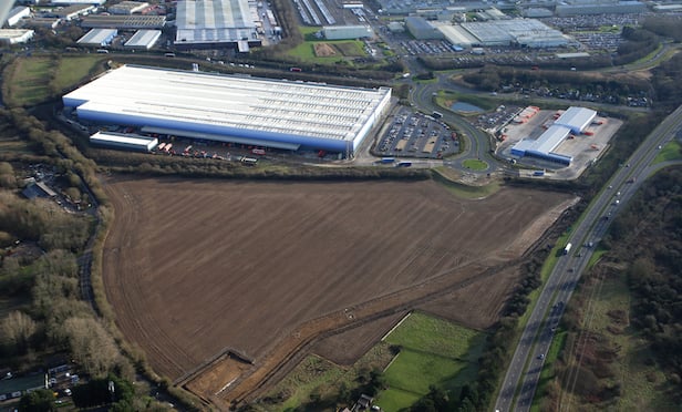 Aerial view of warehouse facilities