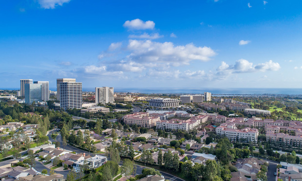 Aerial view Newport Beach Orange County California