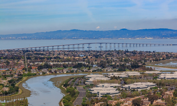 Aerial view San Francisco Bay & Foster City