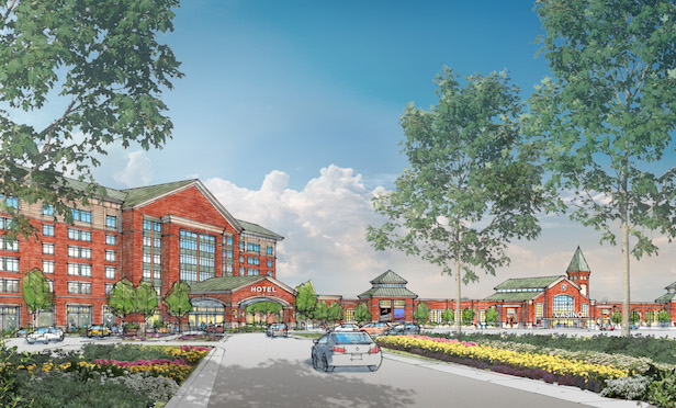 A rendering of the proposed casino-resort hotel project in Brockton, MA.