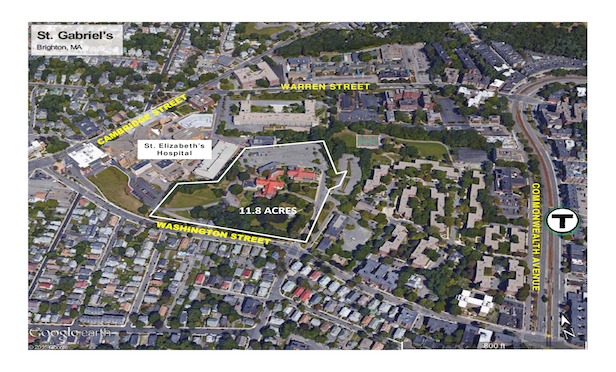 An aerial map of the former St. Gabriel's Monastery project site in Brighton.