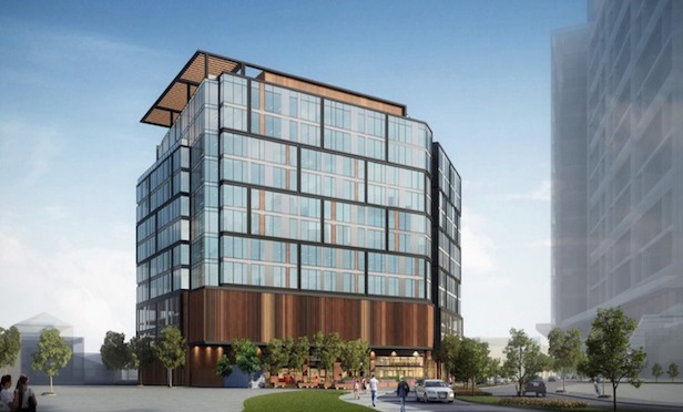A rendering of the new office building at the Parcel Q1 site in the Seaport District.