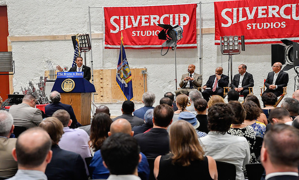 Gov. Andrew Cuomo presides over the grand opening of Silvercup North film studios in the Bronx.