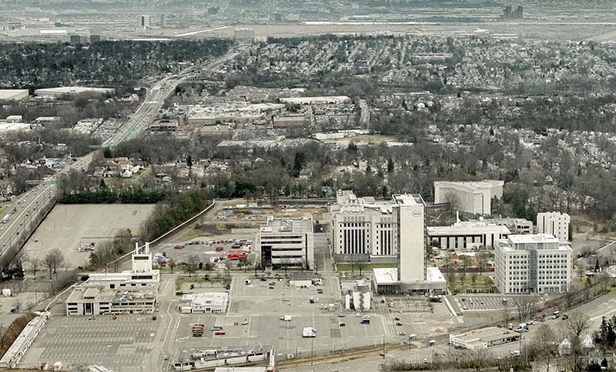 Aerial view of the Hoffman-LaRoche campus, Nutley and Clifton, NJ