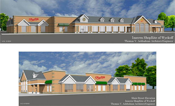 Renderings of ShopRite of Wyckoff, proposed by Inserra Supermarkets in Wyckoff, NJ