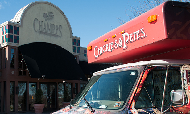 Chickies' & Pete's Crab House and Sports Bar mobile van served signature "CrabFries" during press conference in Marlton, NJ (Steve Lubetkin Photo/StateBroadcastNews.com)