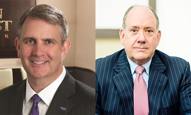 Christopher D. Maher, chairman, president and chief executive officer of OceanFirst Bank, left, and Thomas M. O'Brien, chief executive officer, president and director of Sun Bancorp 