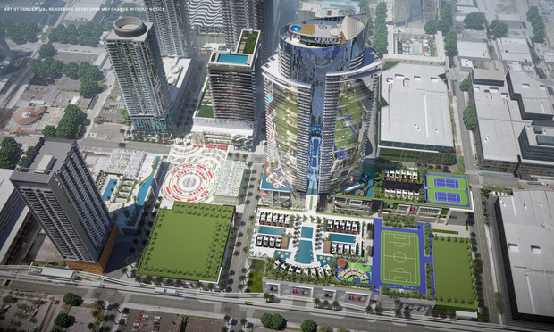 Rendering of the Miami Worldcenter in Downtown Miami.