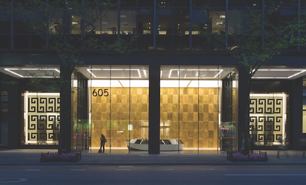 605 Third Ave., lobby with glass, digital, kaleidoscope windows/ Photo credit: Rockwell Group