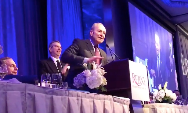 US Sen. Chuck Schumer speaks at REBNY banquet.